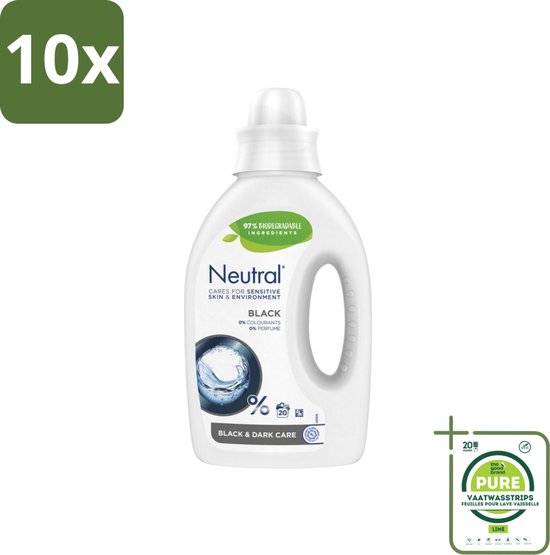 10 x Neutral - Vloeibaar Wasmiddel - Donkere Was - Gevoelige Huid - 0% Kleurstof & Parfum - 20 Wasbeurten - Bulkverpakking - Donker was - Gevoelige huid - Parfumvrij wasmiddel - Zwarte was - Milieuvriendelijk wasmiddel
