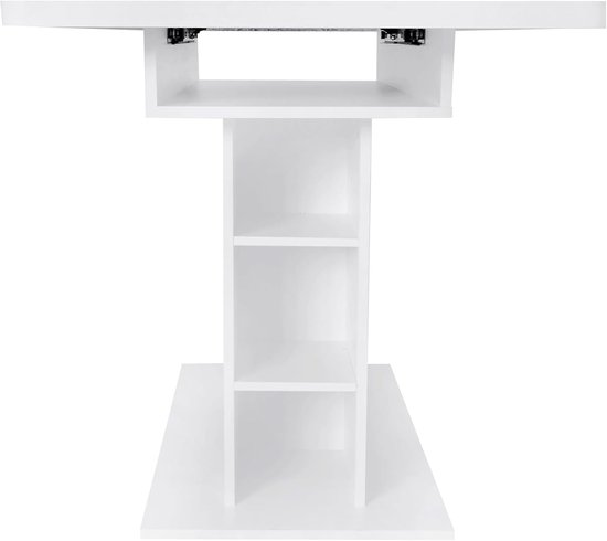 Uitbreidbare Eettafel HomeByNicole – Rechthoekige Keukentafel met Opbergruimte – Witte Tafel voor Eetkamer, Keuken en Woonkamer – 4 tot 6 Personen – Modern Design & Robuust Materiaal