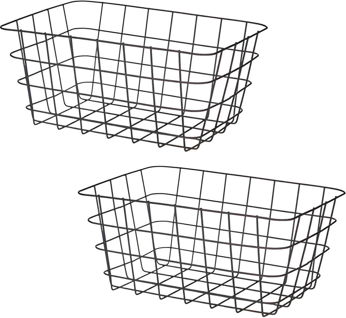 Industriele draadmand - 3x - zwart - metaal - 22 x 30 x 14 cm - opbergmand - woonaccessoires