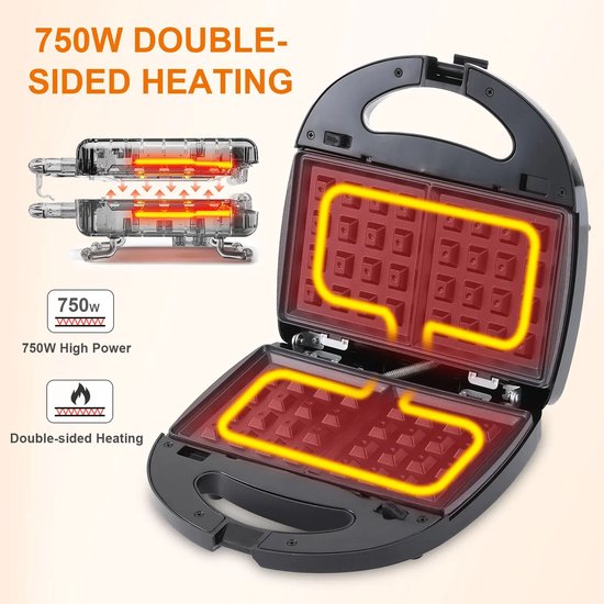 ACEP 6 in 1 Wafelijzer - Wafelijzers - Wafelijzer met verwisselbare platen - Tosti-ijzers - grill - Donut maker - Donut — afbeelding 5
