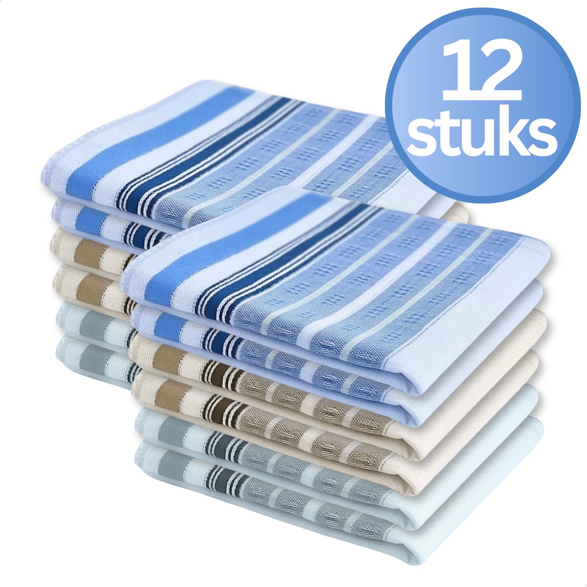 RENALUX - Zakdoeken Heren - Zakdoeken Katoen - Set van Maarliefst 12 Stuks - Ideale formaat 40x40 cm - 12 Stuks