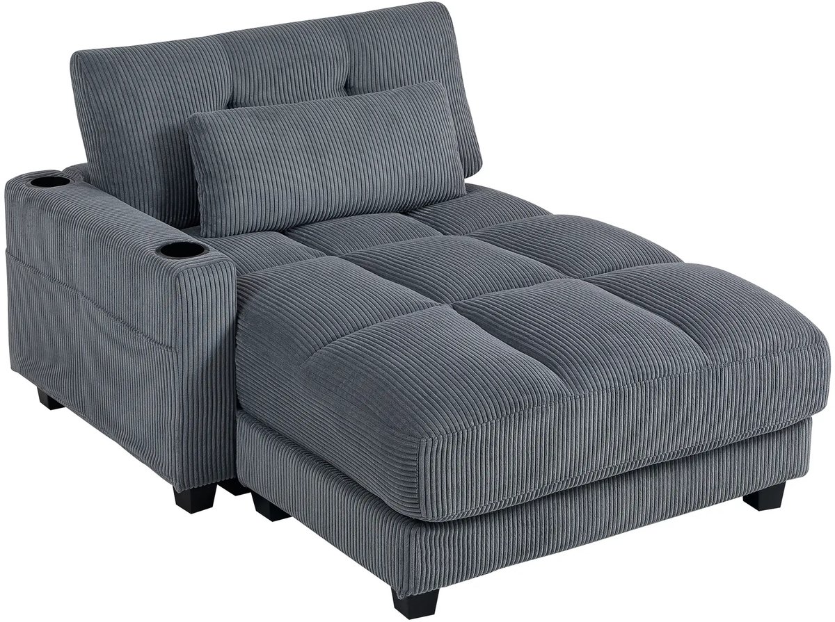 Slaapstoel - Uitklapbaar - Slaapbank - Logeerbed - Zetelbed - Slaapfauteuil - Vouwbed - 1 persoons - Zeer comfortabel - Donkergrijs