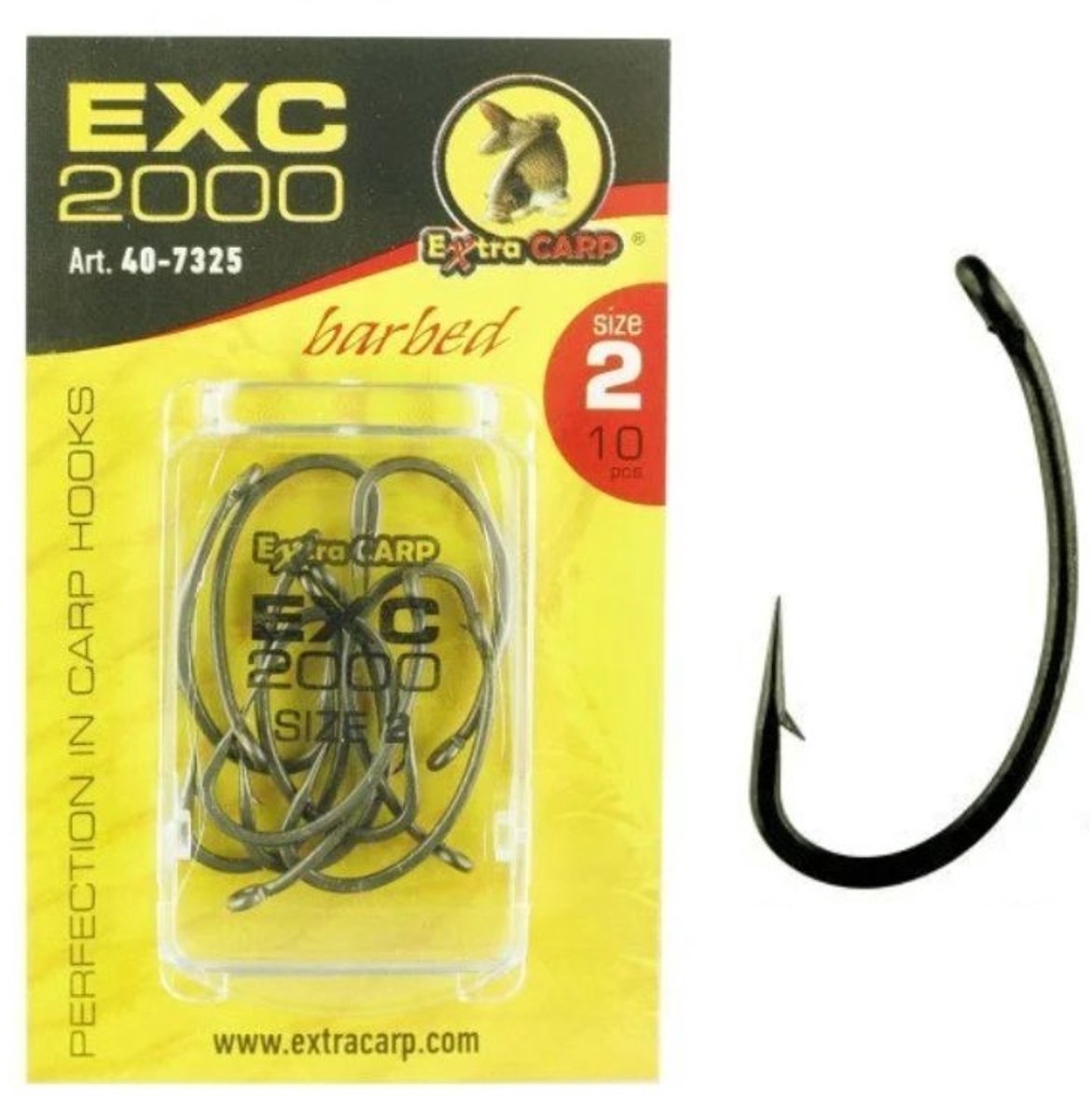 EXC '2000' Karper Haken - Haakmaat #2 - 10 stuks - Barbed - Karper Haak - Carp Hooks - voor Karper Onderlijnen