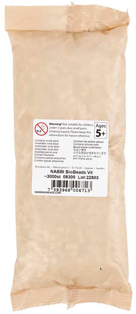 Nabbi strijkkralen wit BioBeads 3000 stuks milieuvriendelijk speelgoed.