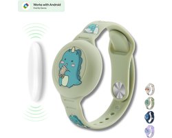 Tracker kind voor Android - Loshall - Compatibel met Android Find My - Armband inclusief tracker voor Android - Bluetooth tracker - Onbeperkte lokalisering - Google Find Hub - Met geluidssignaal - Waterdicht - Dinosaurus