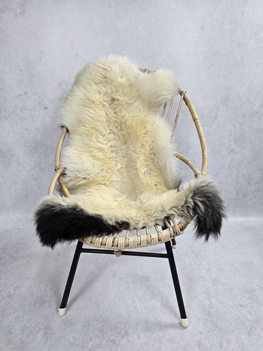 Schapenvacht Albanees – Woondecoratie – Exclusieve collectie – Beige, Grijs, Zwart – 100% echt natuurlijke wollen vacht – 100x60 cm