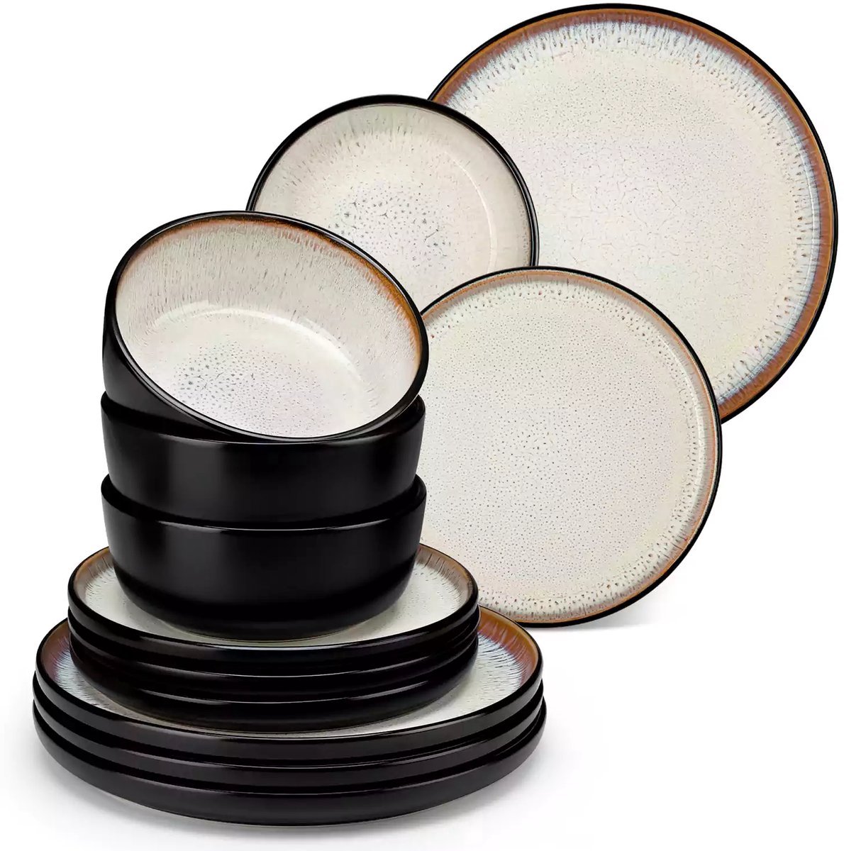 Luxe Serviesset – 24 delig – 6 persoons – Steengoed - Bordenset – Dinner platen – Dessertborden - Kommen - Pastabord - Beige