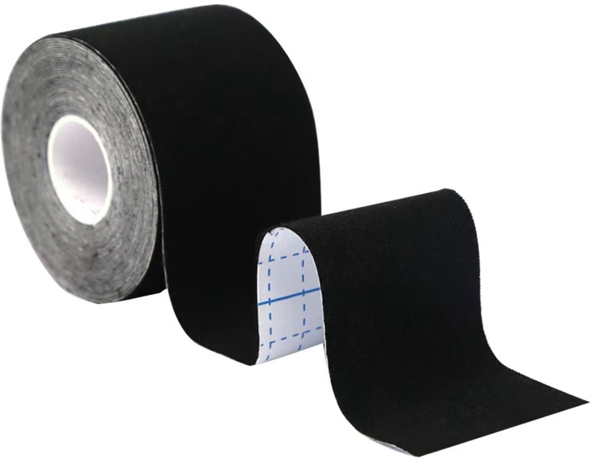 BOTC Kinesiologietape - Waterdichte Sporttape & Spiertape - 5 cm x 5 m - Ongesneden Rol - Zwart