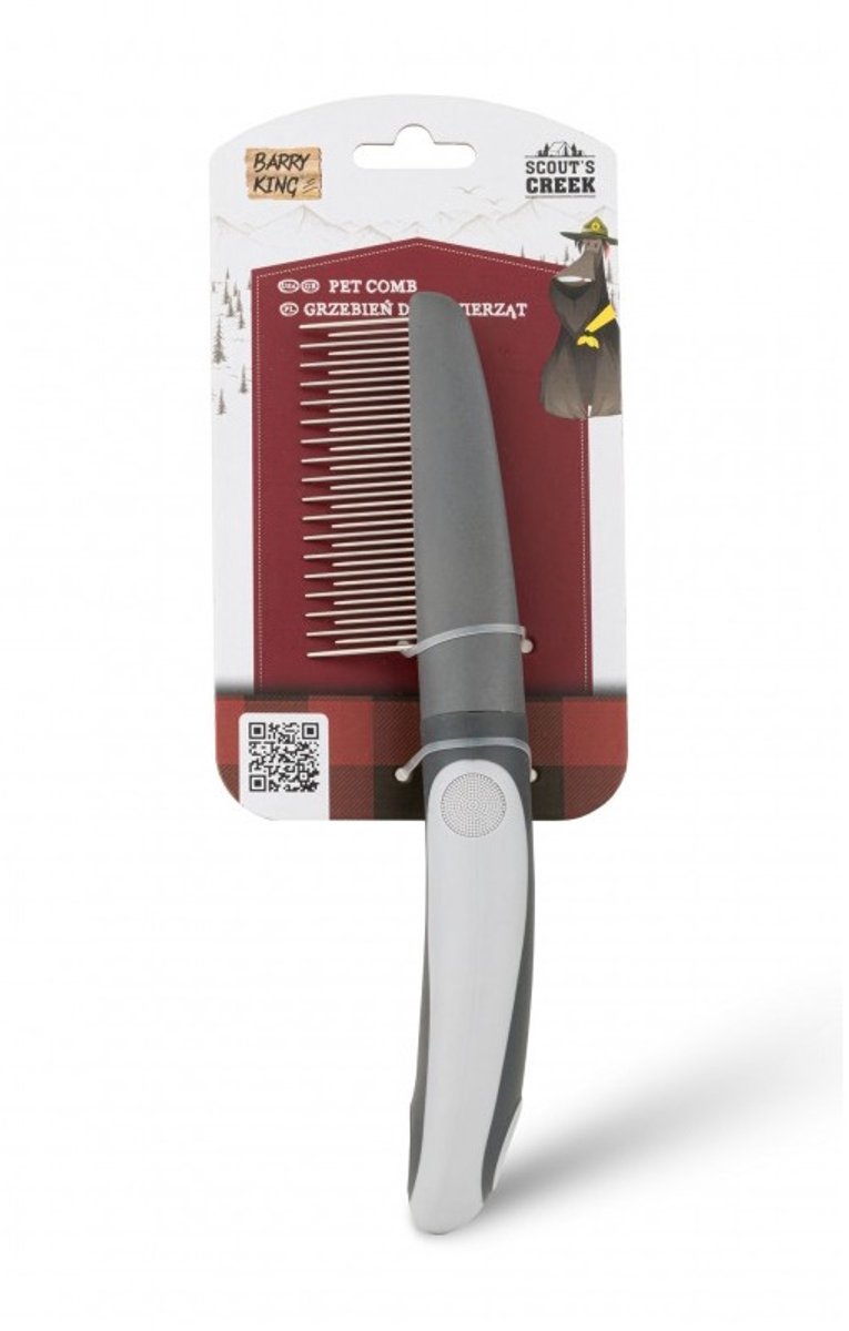 Barry King Hondentondekam Grijs 35 Tanden Ergonomische Handgreep 5x22cm