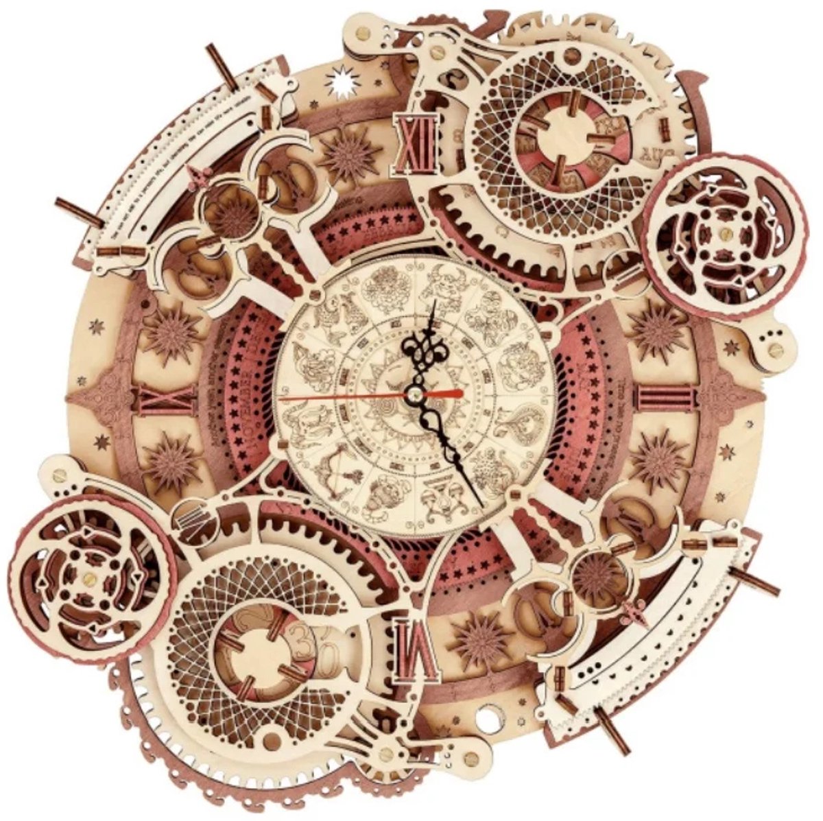 Robotime 3D Houten Puzzelklok – Mechanische Steampunk Wandklok – DIY Bouwset voor Volwassenen – Functioneel & Decoratief Model