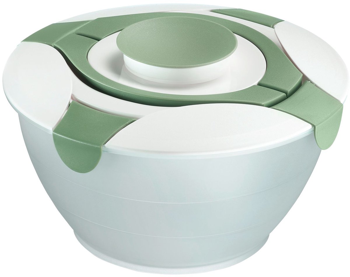 Westmark Slakom met handvatten en dressingbakje; inhoud: 6,5 l, kunststof, Praktika, doorzichtig/wit/mint groen, 2422227M