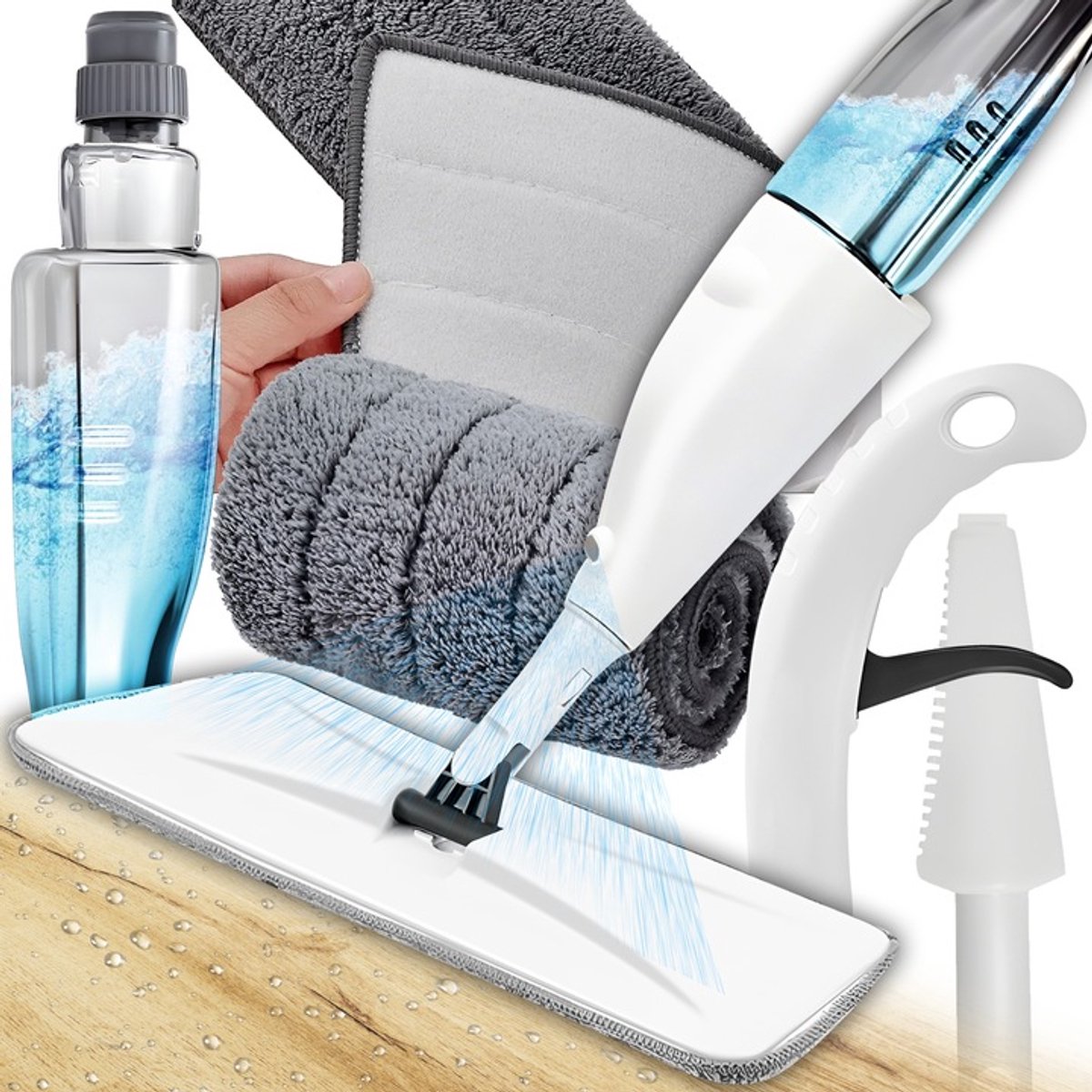 Vloermop met Spray & 3 Microvezelpads - 125cm