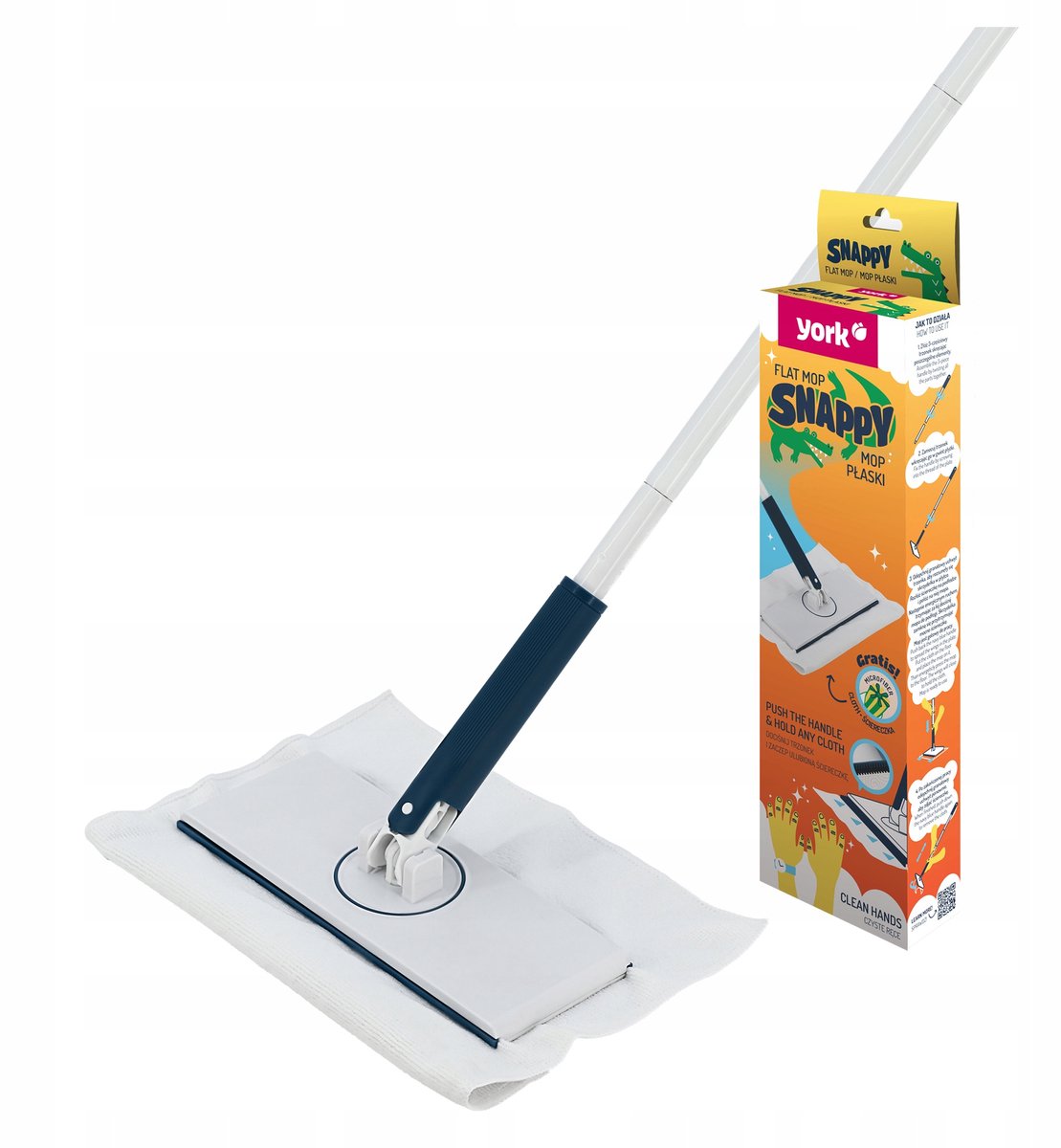 York Vlakke Mop 25 cm met Microvezeldoek - Licht & Wendbaar