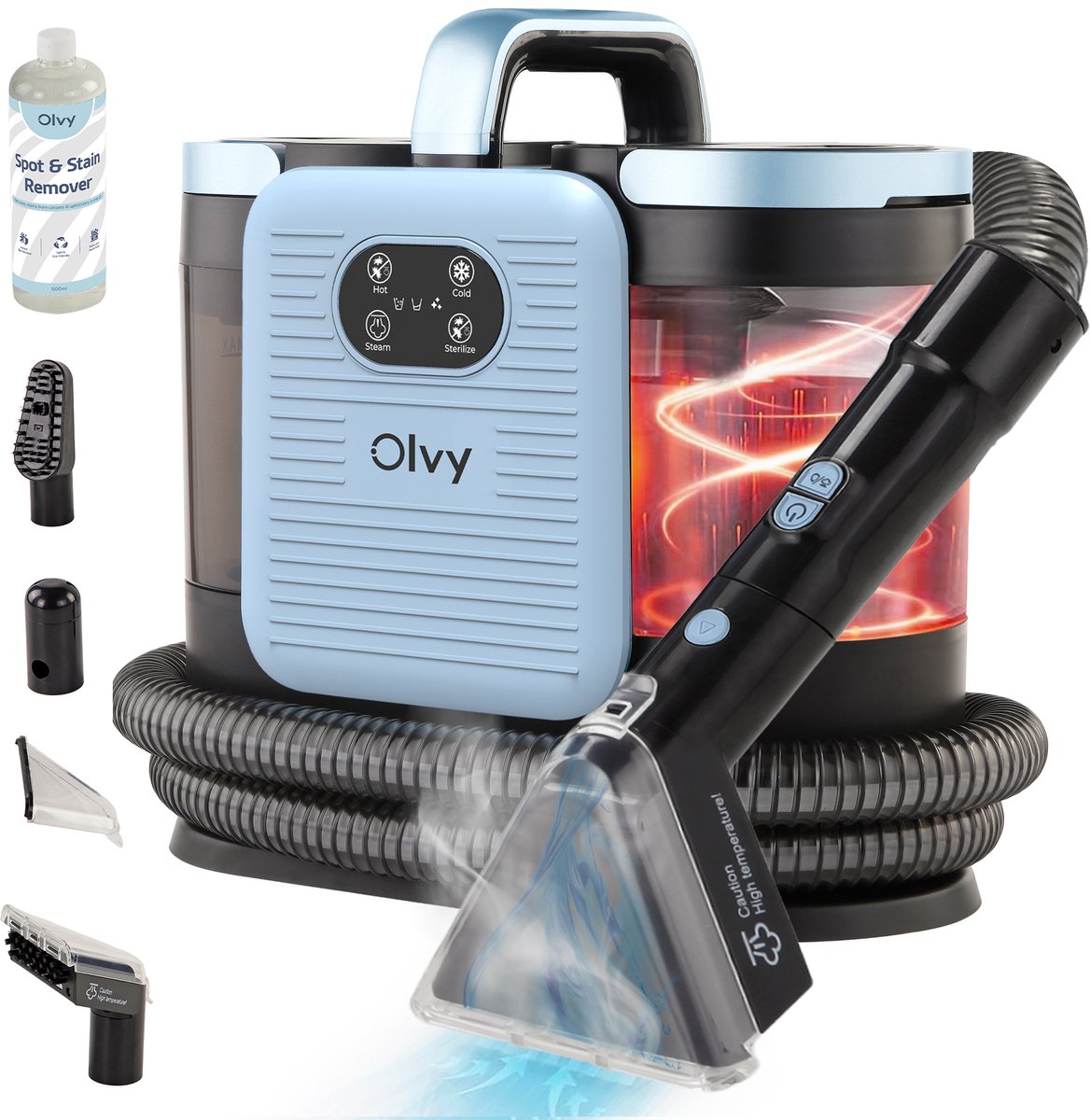 Olvy Tapijtreiniger PRO - Stoomreiniger - Draagbare Vlekkenreiniger - 100° Stoom - Bank Reiniger Machine - Meubelreiniger - 1650W - Zetelreiniger - Matrasreiniger