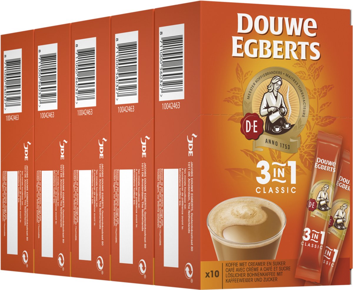 Douwe Egberts 3in1 Oploskoffie - 6 x 10 zakjes