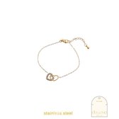 Go Dutch Label Armband (Sieraad) Double Sparkly Heart Bracelet Goud