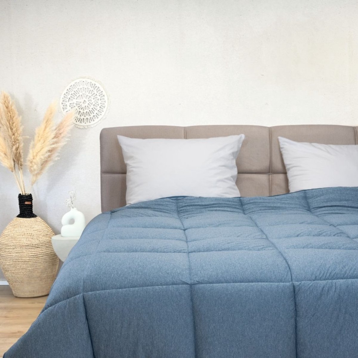 HappyBed Dekbed zonder overtrek 240x200 - Bedrukt dekbed zonder hoes - Hoesloos Dekbed met Print - Wasbaar - Lits Jumeaux - Blue