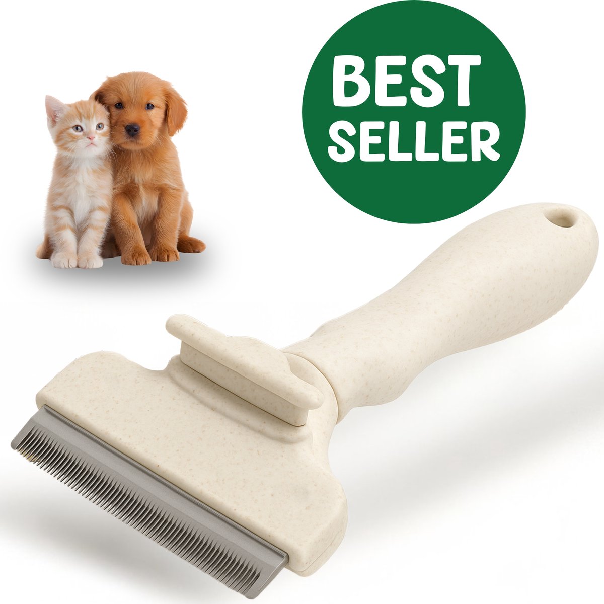 Woefy Slickerborstel - Haarverwijderaar - Hondenborstel - Kattenborstel - Furminator - Duurzaam - Veilig - Large