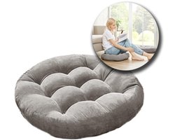 Meditatiekussen - Zabuton - Zwart - Comfortabele zit- Ronde Grote Zitkussens - Gecapitonneerd Corduroy Kussen - Tatami Woonkamer - Grijs 42 cm - Perfect voor Feestdecoratie - Kerst - S