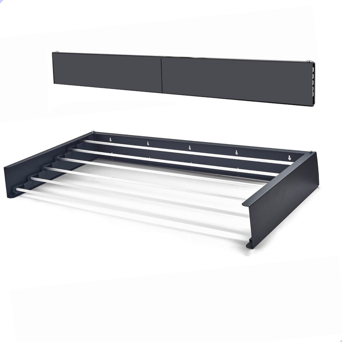 FitFusionHome Wanddroogrek – Droogrek - Inklapbaar Droogrek - Wasrek Hangend - Uitschuifbaar - Muurdroogrek - 4m Drooglengte - 80 cm - 4m Drooglengte - Zwart