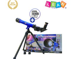 LEAN Toys Educatieve Blauwe Telescoop met Statief – Telescoop - Vergroting 20x 30x 40x – Wetenschappelijke Astronomie Set voor Kinderen vanaf 8 Jaar – Leer Sterren & Planeten Ontdekken – Draagbare Beginners Telescoop met Focusfunctie – Met Ebook