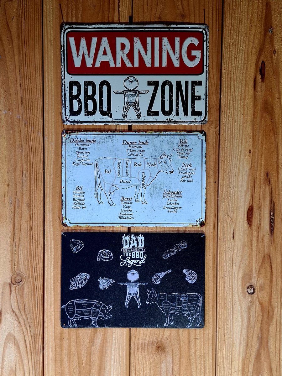 wandbord combi deal 10 - 3 wandborden voor de - barbeque - buitenkeuken - 30x20cm - ideaal cadeau - bbq