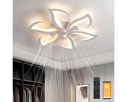 VIN® Plafondventilator Met Verlichting - Smart Lamp Met Afstandsbediening – Plafonniere Keuken Lamp Met 6 Ventilatiesnelheden - Woonkamerlamp – Plafond Ventilator Lamp Met Timer