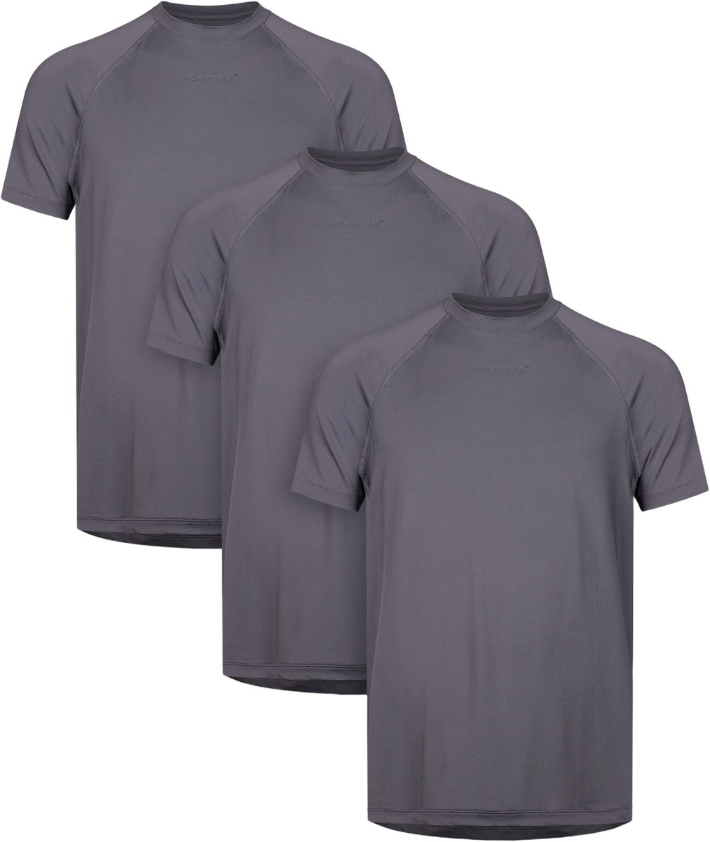 Undiemeister Sport T-shirt Heren - 3-pack - Lava Rock (Grijs) - Hardlopen - Fitness - Sporten Premium Work-out Shirt Heren - Tencel - Zijdezacht - Ademend - Anti-Bacterieel - Sport T-shirts - Maat XL