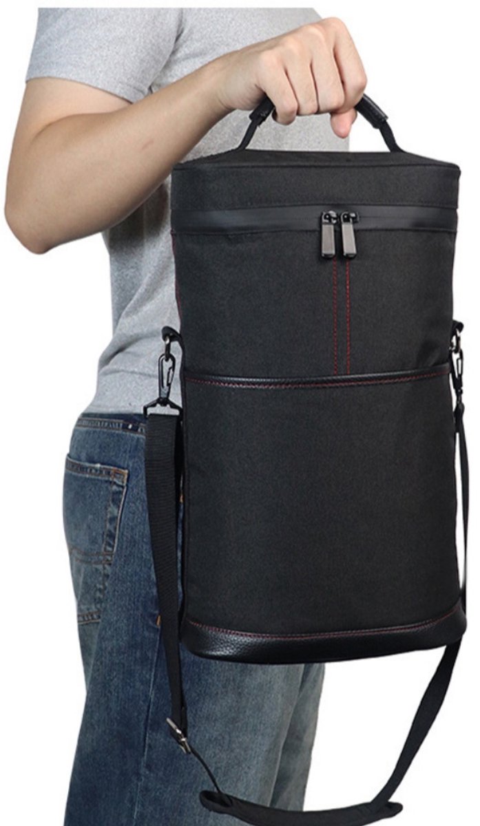 1 stuk - Tas - Geïsoleerde tas - Outdoor oxford-stof - Warmte-isolerend en lekvrij - Draagbare wijnkoeler - Geschikt voor picknicks, stranduitstapjes, reizen en banketten - Zwart — afbeelding 3