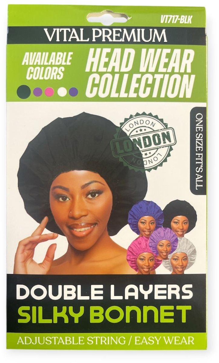 Vital Premium Double Layers Silky Bonnet - BLACK