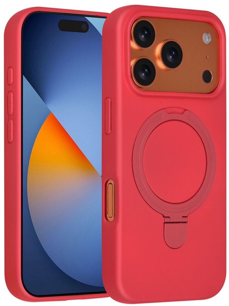 TUNIQ Back cover - iPhone 17 Pro - Cherry Rood - MagSafe met Ring Stand