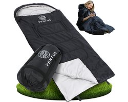Ventus Comfort Slaapzak - Slaapzakken Volwassenen & Kind - Sleeping Bag - Lichtgewicht - Dekenmodel - 185 x 83 cm - Zwart