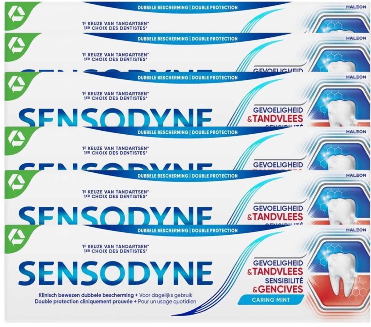 Sensodyne Gevoelige Tanden & Gencives Tandpasta Caring Mint – 6 × 75 ml