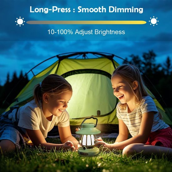 Nachtlicht- Kinderkampeerlantaarn - Zaklamp voor peuters - Met zacht licht en oogbeschermingsfunctie - Binnen - Buiten - Hangende tent - Draagbaar - Nachtlampje - Op batterijen - Oplaadbaar - Verlichtingsapparatuur (Groen - 11,5 * 11,5 cm) — afbeelding 5