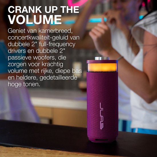 JLAB Go Party Speaker - Bluetooth Speaker - Draadloze Speaker met 16 uur Batterijduur - 10 Watt - Draagbare Speaker met Multipairing pairing - Equalizer via de App - IPX6 Waterproof - Mulberry van Merkloos — afbeelding 4