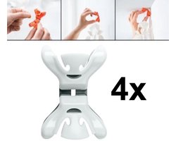 Slingerklemmen Clenchy, wit (4 stuks), slingers ophangen, hoekklemmen, verjaardag versiering, herbruikbaar, Nederlands product