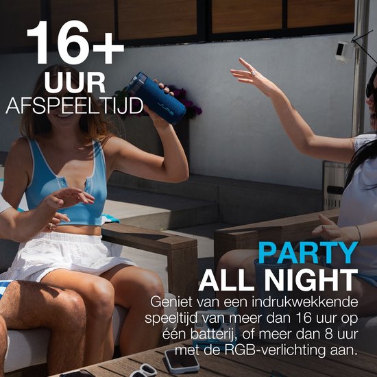 JLAB Go Party Speaker - Bluetooth Speaker - Draadloze Speaker met 16 uur Batterijduur - 10 Watt - Draagbare Speaker met Multipairing pairing - Equalizer via de App - IPX6 Waterproof - Navy van Merkloos — afbeelding 3