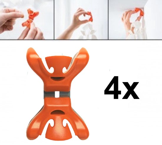 4 oranje slingerklemmen, 2 boven en 2 onder, met gedetailleerde instructies.