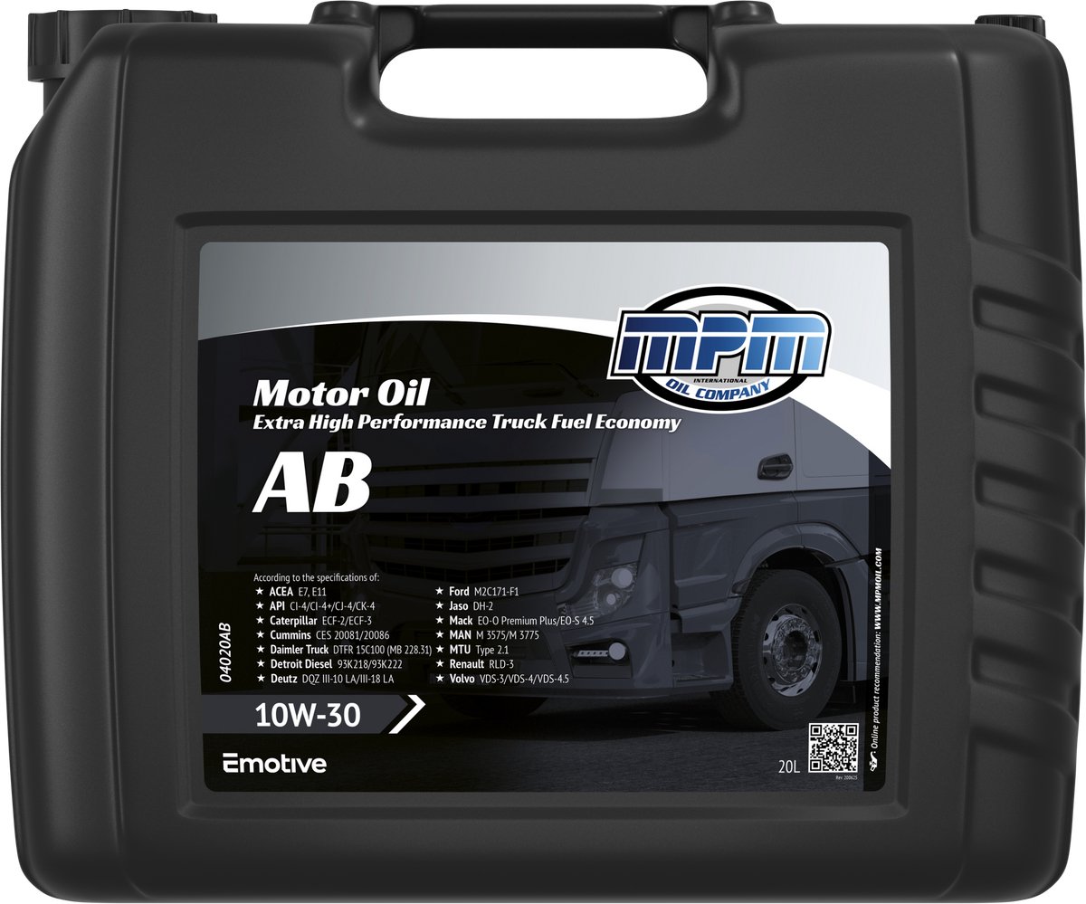 MPM Motorolie 10W-30 Extra High Performance Truck Fuel Economy - 20 Liter