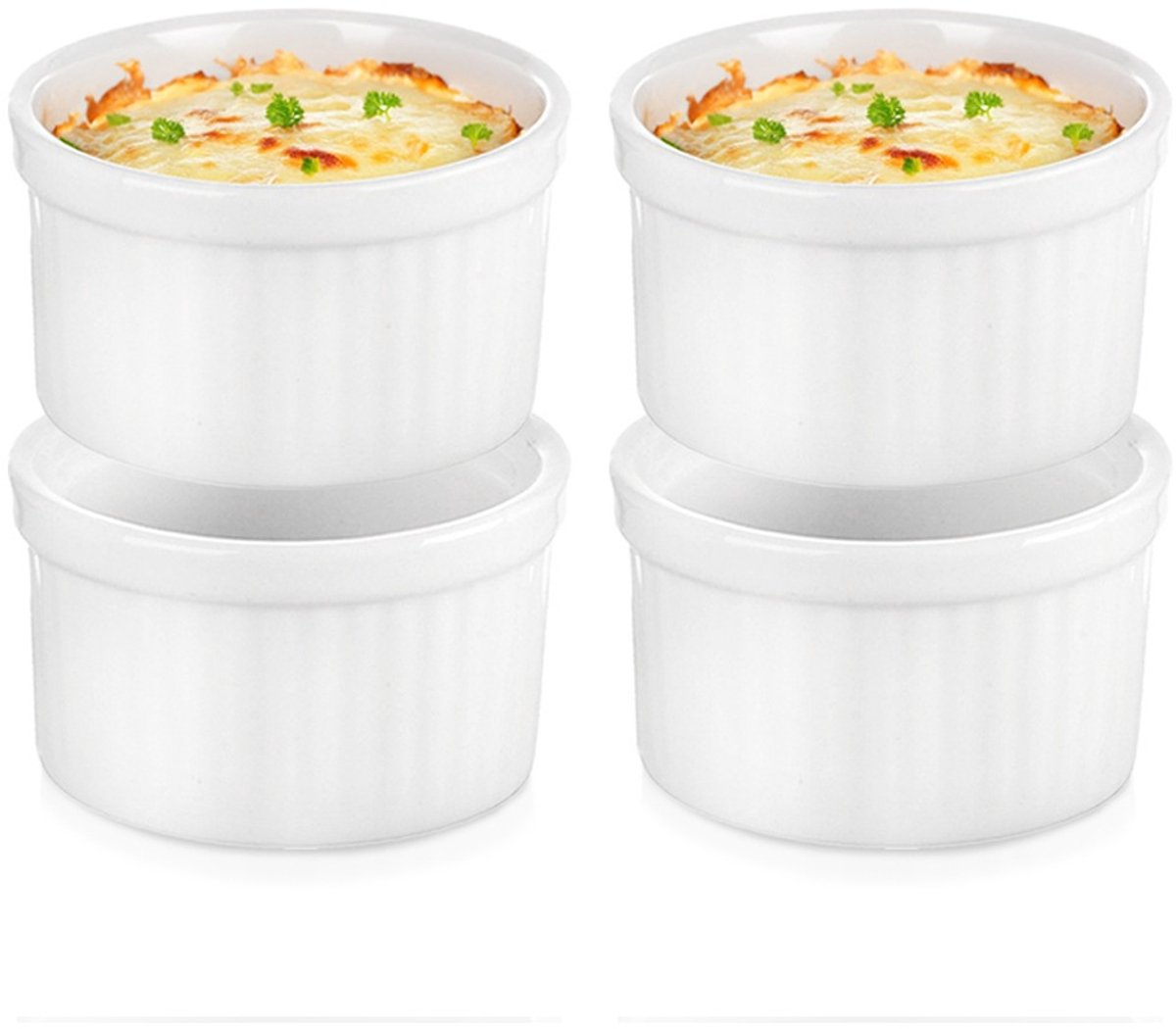 Snackkommen Keramiek 6 cm, 40 ml 4 stuks - Snackkom - Dipschalen - Set - Kleine Komen voor Dipsauzen en Snacks