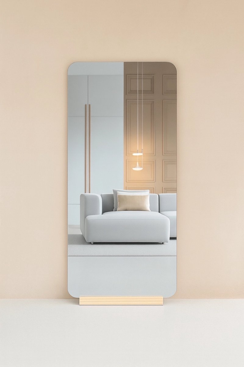 Nordic Style® Rechthoekige spiegel 180x80cm - Frameloos - Scandinavische Spiegels - Vierkant - Zonder lijst - Randloos - Frameloos - Pas spiegel - Staande spiegel - Kleedkamer spiegel - Pas Naturel