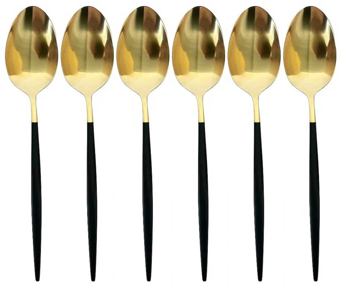 Kadirelli Theelepels - 12-delig - Goud/Zwart - Theelepel - Dessertlepels