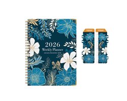 Agenda 2026 – Agenda 2026 volwassenen - A5 - Weekplanner & Maandplanner – 12 Maanden Kalender – Spiraalgebonden Notitieboek – 142 Pagina’s – Bloemen Print Cover – Planner voor Werk, Studie & Thuis – Dagboek & Organisatieboek