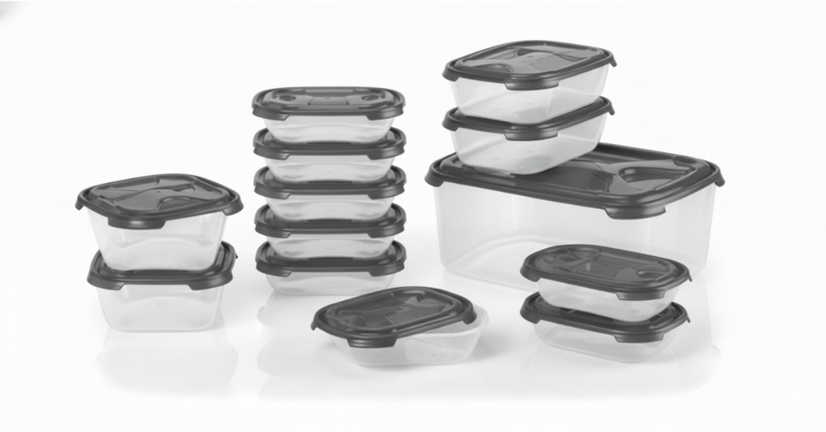 ERNESTO® Vershoudbakjes Set Donkergrijs – 13-delig – Luchtdicht & BPA-vrij – Geschikt voor Magnetron, Vriezer & Vaatwasser – Stapelbaar – Voedselbewaring