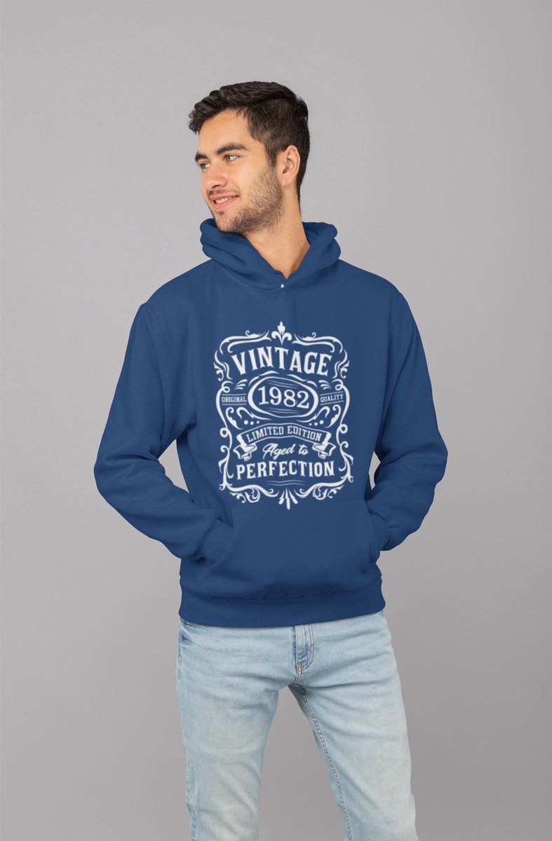 1982 Jaar Navy Hodie - Maat M - Vintage Aged To Perfection - Verjaardagscadeau - Limited Edition