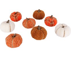 POMPOEN SET 8 STUKS MULTI-KLEUR 15X15XH13CM TEXTIEL