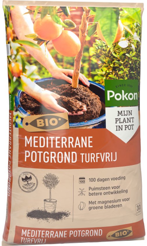 Zak Pokon Mediterrane Potgrond Turfvrij met sinaasappelboom. BIO.
