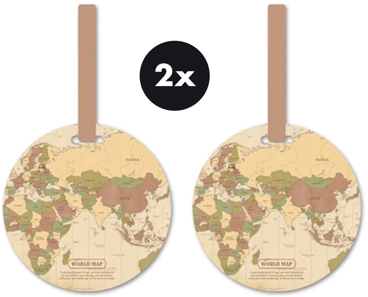 Actie4you® - Koffer Label – Bagage Label -Vakantie - Reizen – Koffer Tag – 2 Stuks - Bruin