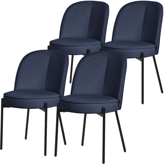 Eetkamerstoel set van 4 wit met fluwelen bekleding en metalen poten Keukenstoel ML design - ML