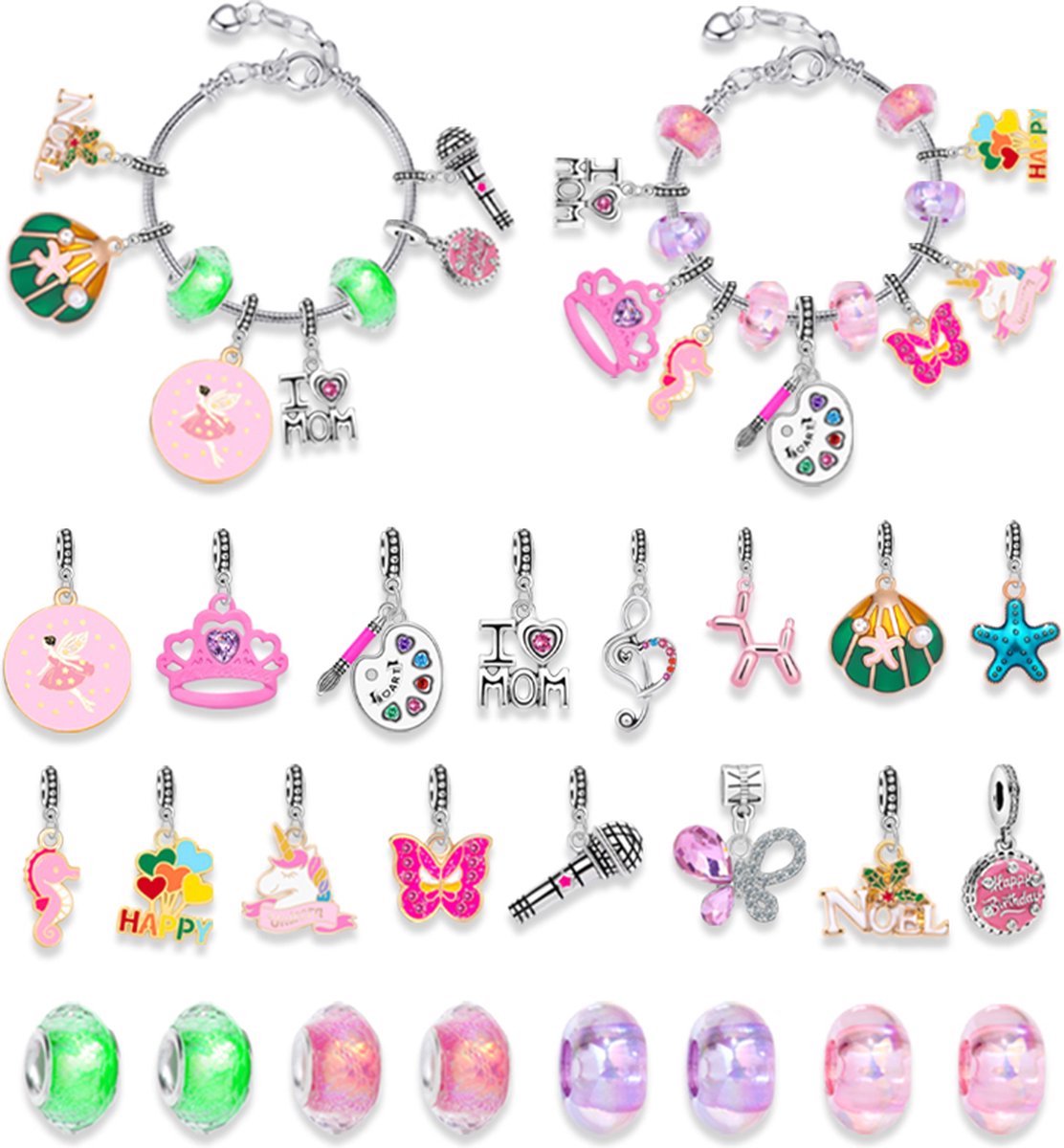 Meedeer 24PCS Sieraden maken-Sieradenset voor meisjes-DIY knutselset voor kinderen-Kettingen en armbanden zelf maken-Sieraden knutselset voor kinderen-Sieraden-Knutselen-Kerstcadeau-Verjaardagscadeau- paascadeau 5, 6, 7, 8, 9, 10, 11, 12, 13 jaar+
